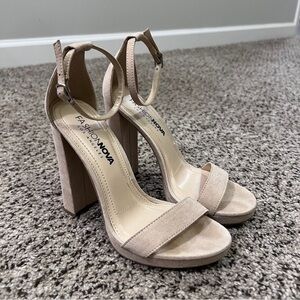 Fashion Nova Beige Block Heel Sandals